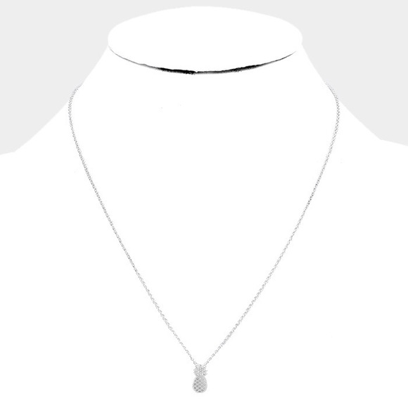 14k Gold dipped pineapple cubic zirconia necklace - Picture 2 of 2